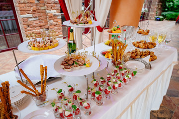 buffet on the street. snacks for the event. 