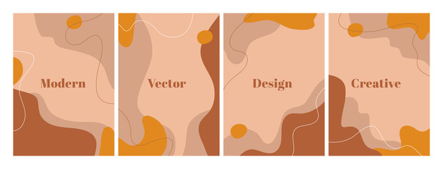 Fashion set of modern design template with abstract organic shapes. Contemporary background for beauty presentation, flyer, banner, poster and branding design. A4 format. Vector illustration