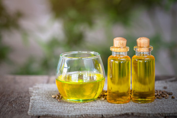 CBD oil hemp products, Medicinal cannabis with extract oil in a bottle. Medical cannabis concept