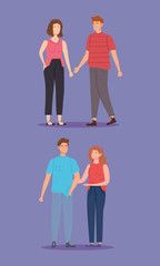 Naklejka premium group of young people avatar characters vector illustration design
