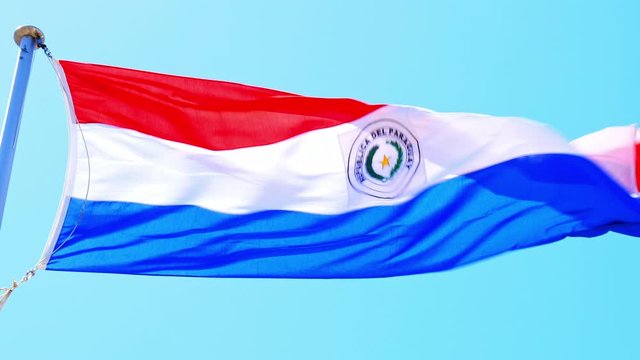 The national flag of Republic of Paraguay