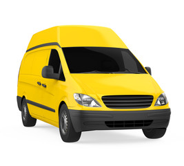 Yellow Delivery Van Isolated