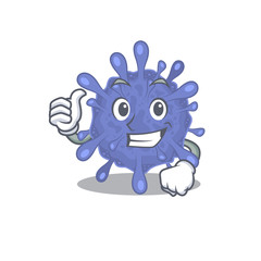 Cool biohazard viruscorona cartoon design style making Thumbs up gesture