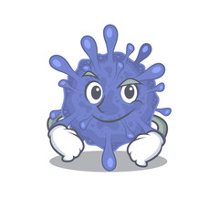 Funny biohazard viruscorona mascot character showing confident gesture