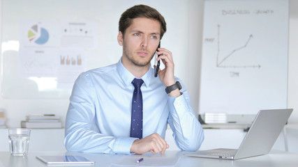 Fototapeta premium Young Businessman Negotiating with Customer on Phone