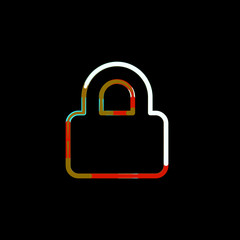 Symbol lock from multi-colored circles and stripes. Red, brown, blue, white