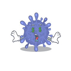 Rich biohazard viruscorona with Money eye mascot character style