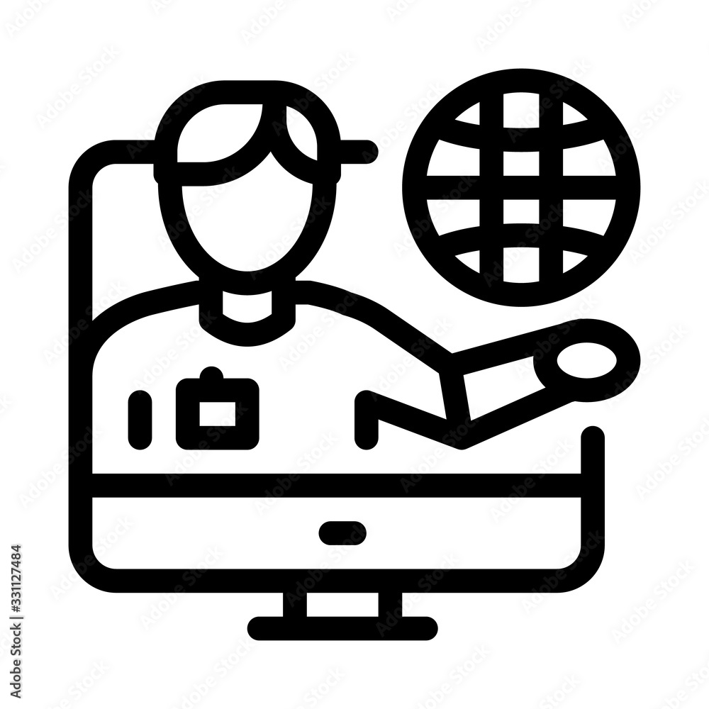 Poster online computer guide icon vector. outline online computer guide sign. isolated contour symbol illus