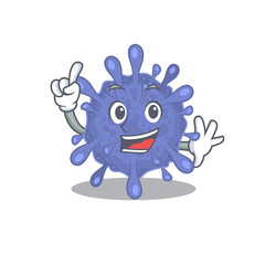 One Finger biohazard viruscorona in mascot cartoon character style