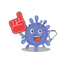 Biohazard viruscorona mascot cartoon style with Foam finger
