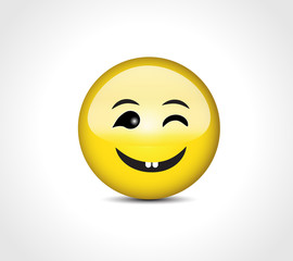 Happy face smiling emoticon button