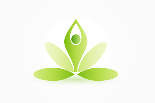 Logo yoga man and lotus flower vector image