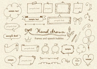 手描きの吹き出し・フレームセット