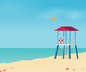 Summer holidays vector illustration,flat design beach