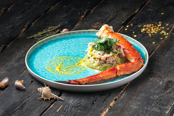Dish with crab leg