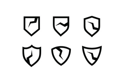 collection broken shield logo icon template