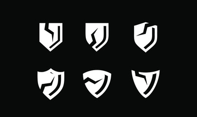 collection broken shield logo icon template