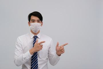 businessman man wearing protective mask against cold flu virus bacteria infection pollution