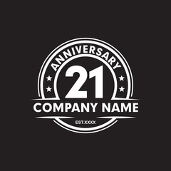 21st year anniversary logo design vector template