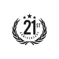 21st year anniversary logo design vector template