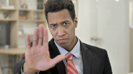 Stop, Young African Businessman Stopping with Hand