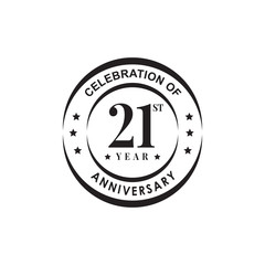 21st year anniversary logo design vector template