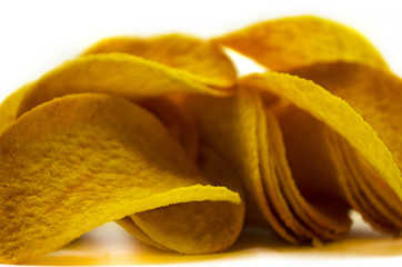 Potato chips. Beer snack. Potato crunches.