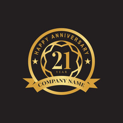 21st year anniversary logo design vector template