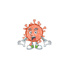 A mascot design of bulbul coronavirus making a surprised gesture