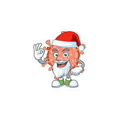 Bulbul coronavirus cartoon character of Santa showing ok finger