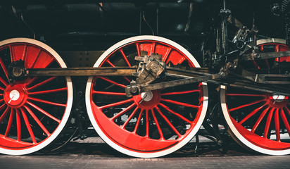 Wheels of old retro vintage steam train