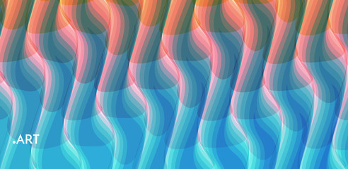 Abstract wavy background with dynamic effect. Modern screen design for mobile app and web. Fantasy digital art. 3d vector illustration.