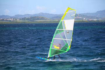 Windsurfing in the bay of Fort-de-France (Trois Ilets, Martinique, France)
