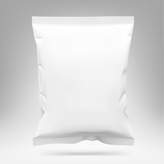 Food snack pillow bag. Vector illustration on grey background. Packaging mockup ready for your design. Can be use for schips, snack, coffee, tea, salt, flour and etc. EPS10.
