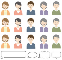 人物アイコンセット（女性、男性、高齢者）