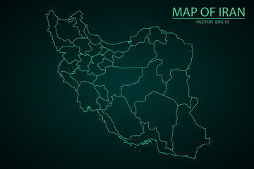 Iran map filled with light blue gradient. High resolution. Mercator projection, High Detailed Blue Map of Iran isolated on white background. Vector illustration eps 10. - Vector