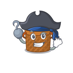 Cool apple Basket in one hand Pirate cartoon design style with hat