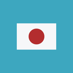 Japan flag icon in flat design. Independence day or National day holiday concept.