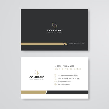 black and white business card flat design template vector