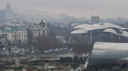 Tbilisi. Georgia country. March 2020. The old city. Suddenly in mid-March it started to snow