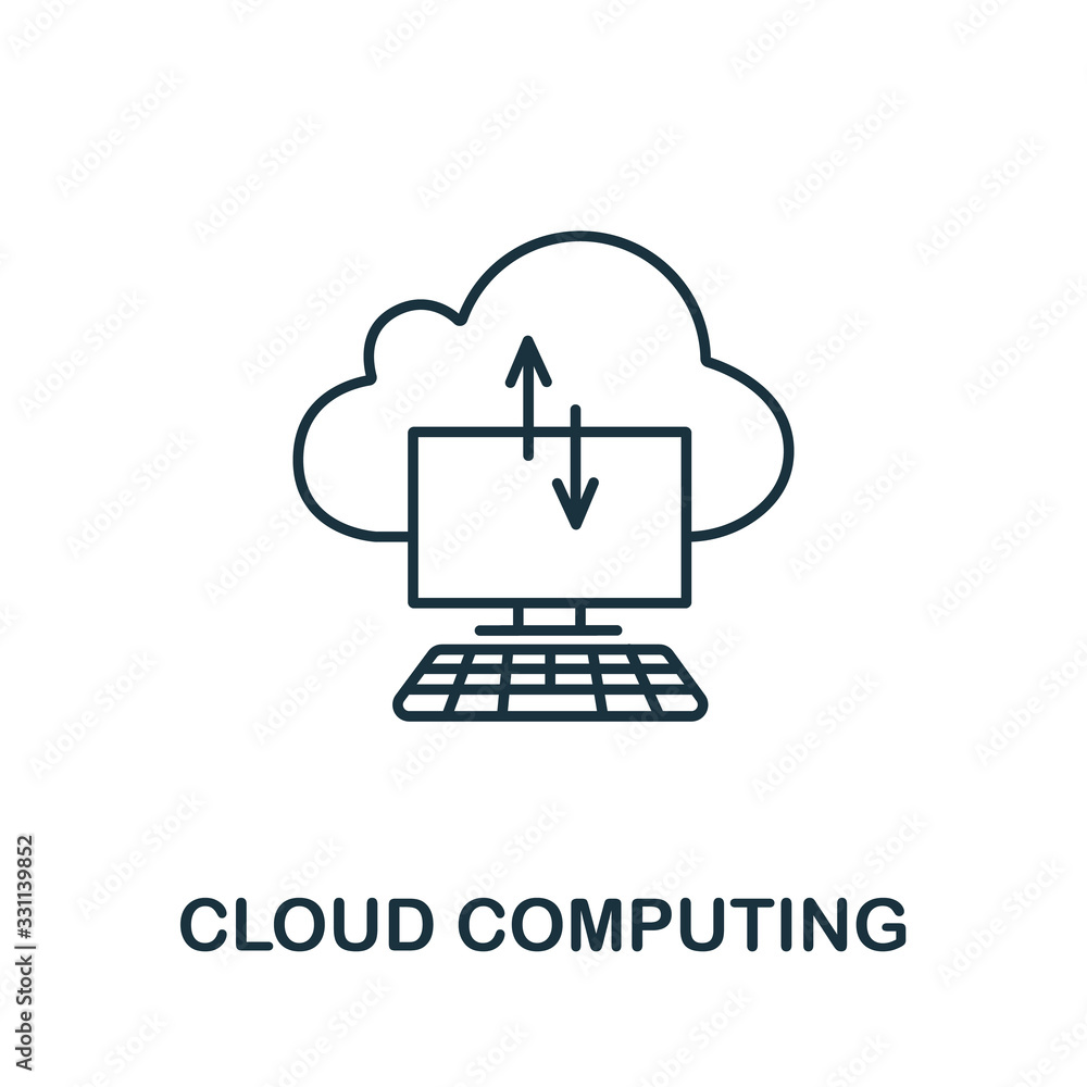 Poster cloud computing icon from iot collection. simple line cloud computing icon for templates, web design