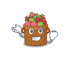 Apple basket cartoon character style with happy face