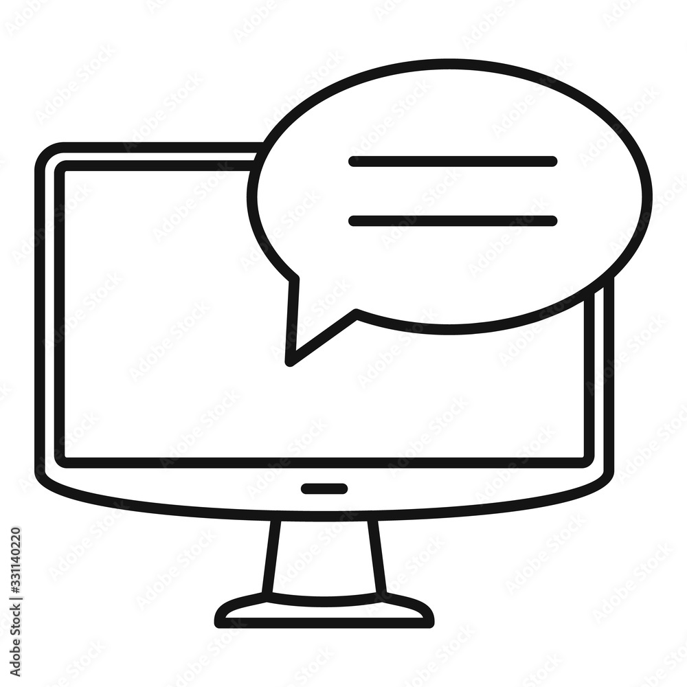 Poster monitor customer chat icon. outline monitor customer chat vector icon for web design isolated on whi