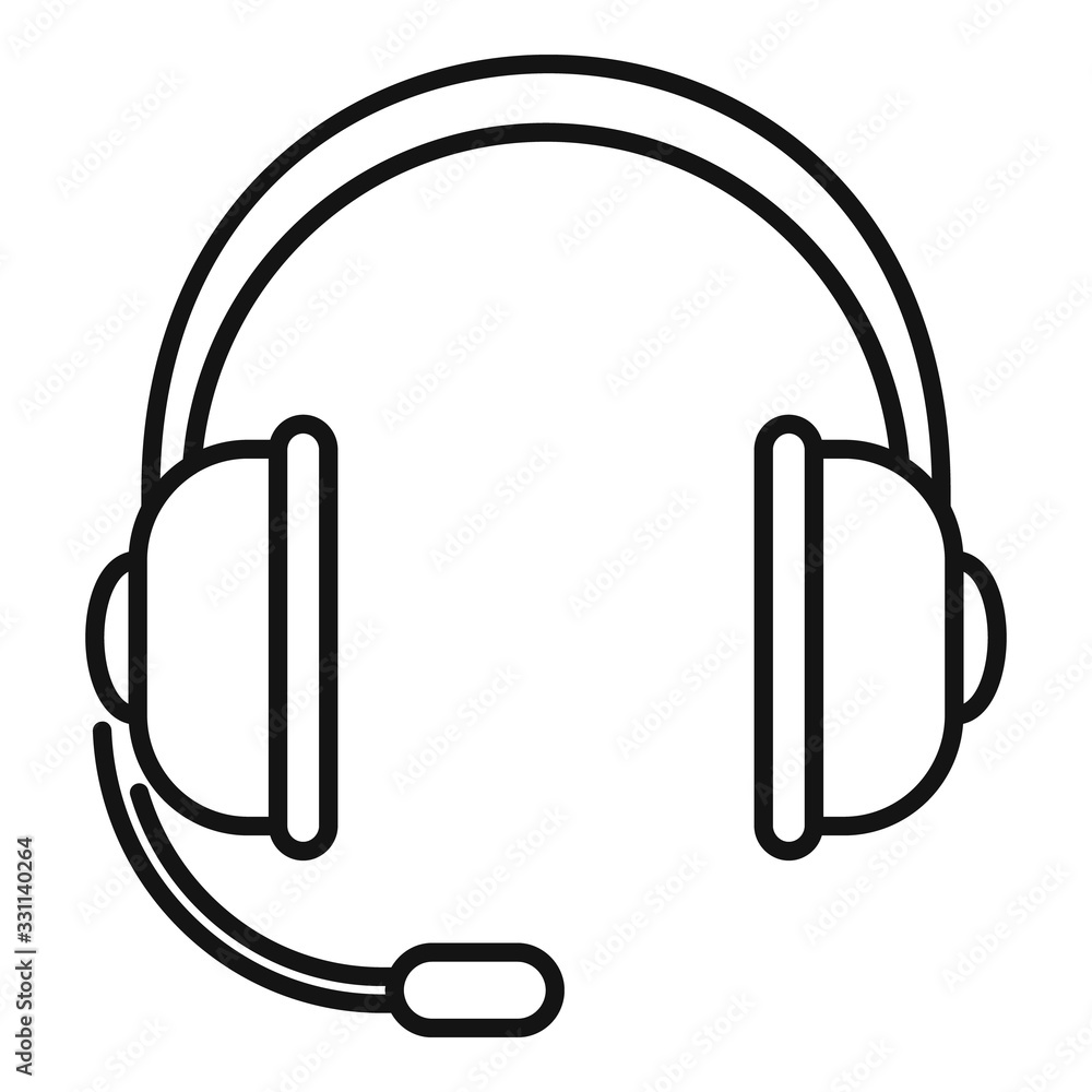 Poster customer headset icon. outline customer headset vector icon for web design isolated on white backgro