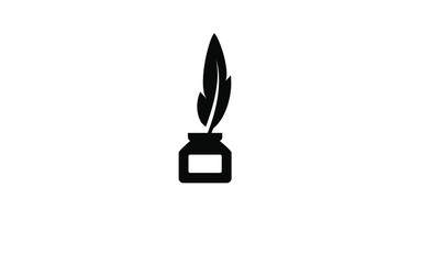inkwell feather black logo icon design vector