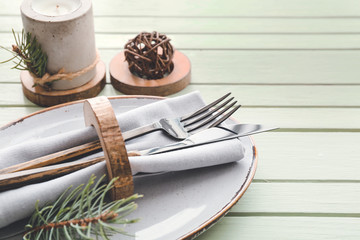Beautiful table setting with floral decor