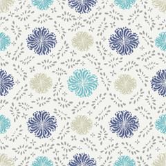 Seamless abstract ikat pattern with the image of floral ornament.