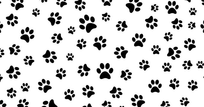 Paw print seamless. Traces of Cat Textile Pattern. Cat footprint seamless pattern.