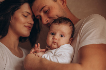 happy family mother, father and son