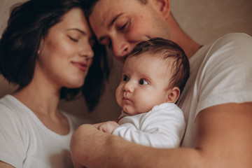 happy family mother, father and son